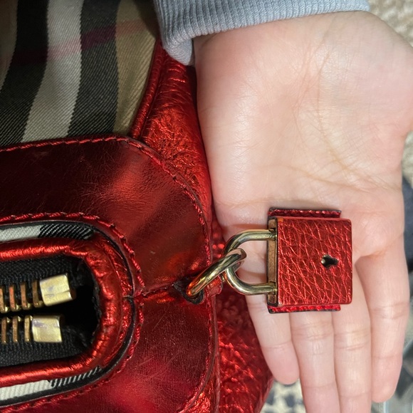BURBERRY Prorsum Large Red Metallic Satchel - Picture 5 of 8